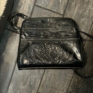 Vintage black tooled purse
